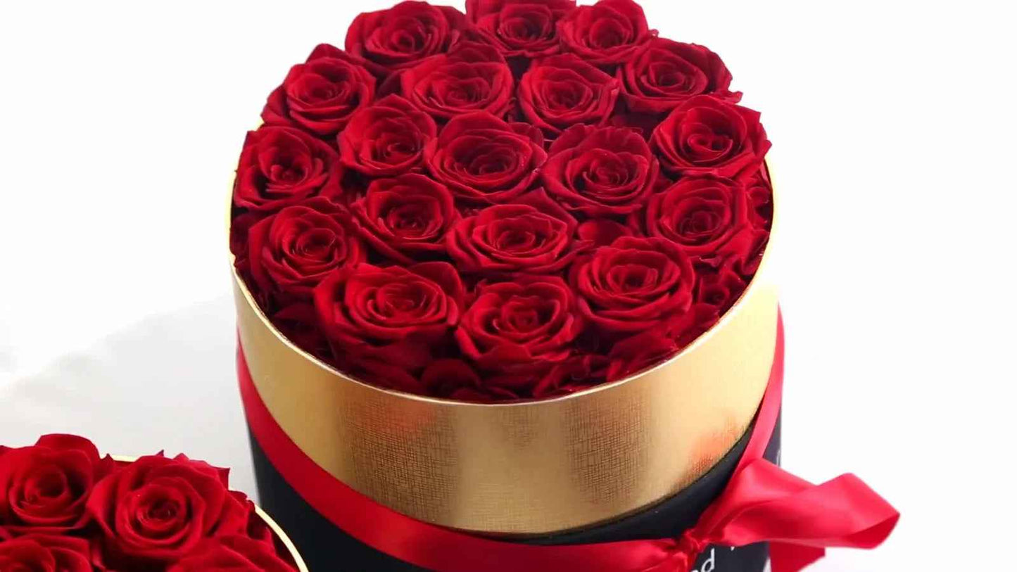 Luxury Preserved Rose Gift Box Forever Real Flowers Valentine Anniversary Hat Box