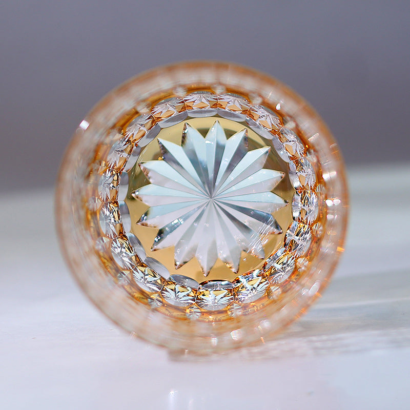 Edo Kiriko Handcrafted Sunset-Toned Crystal Glass