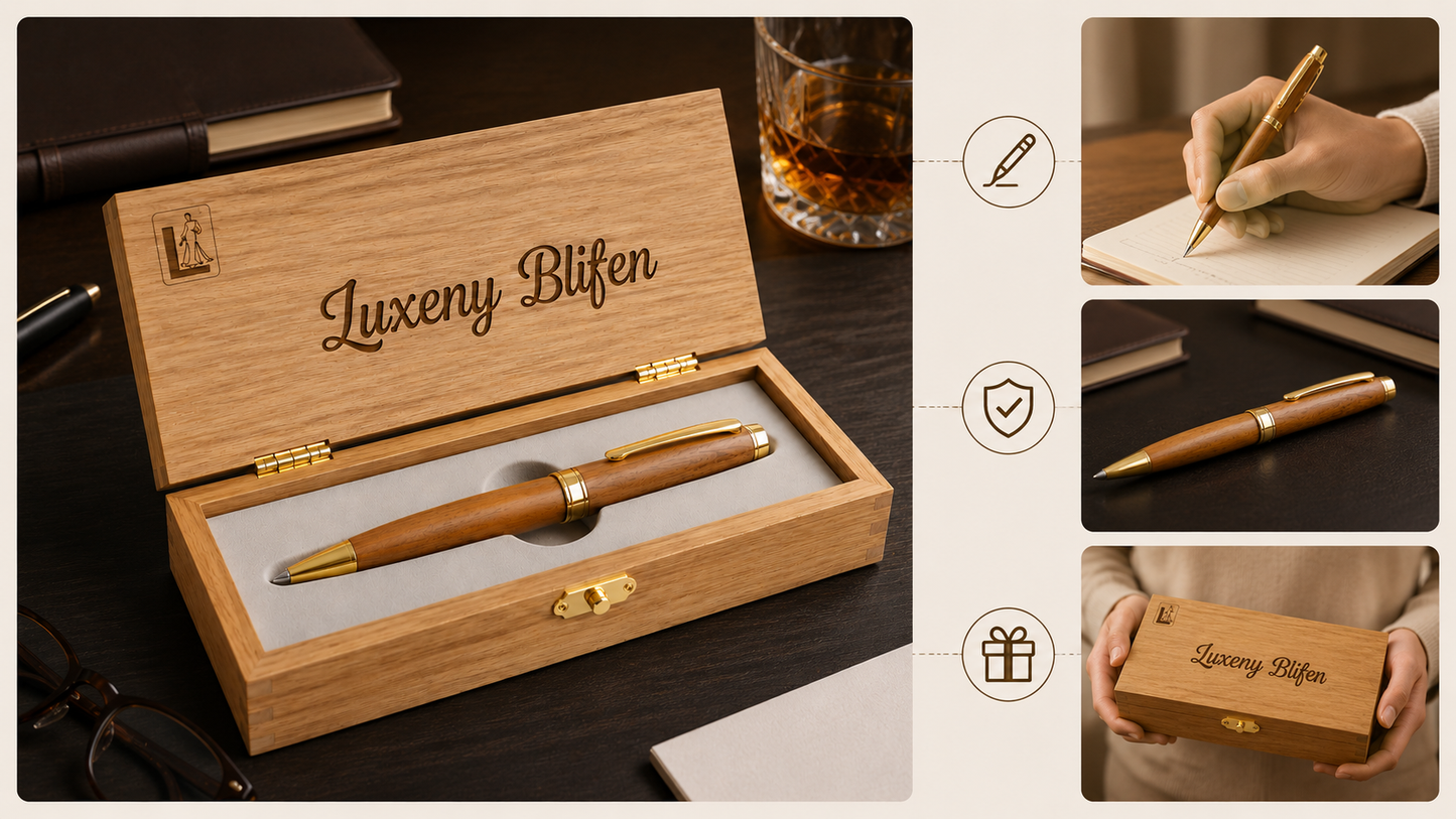 Luxury Wooden Pen Gift Set with Engraved Presentation Box