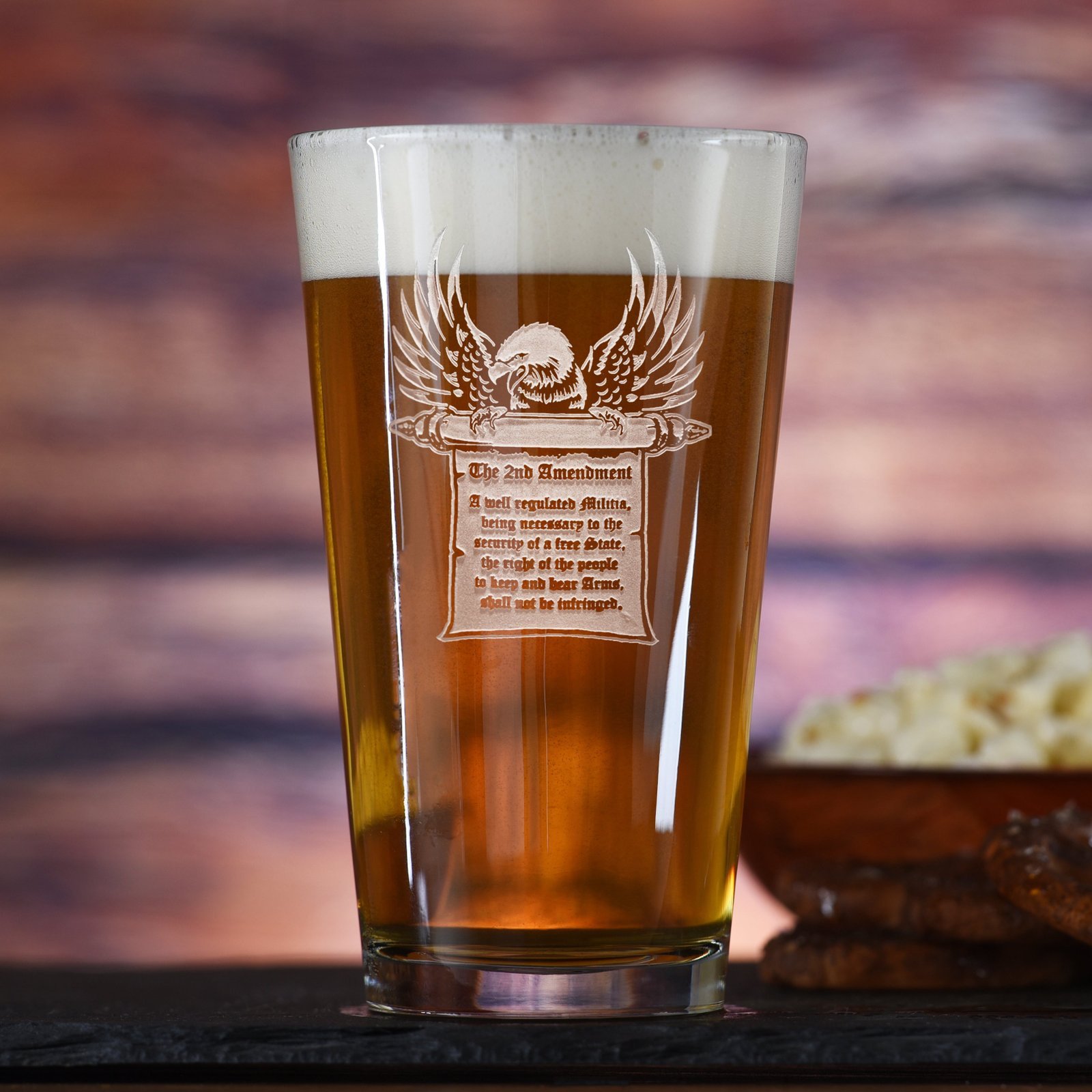 2nd Amendment Gun Rights, Pint Pub Beer Glass