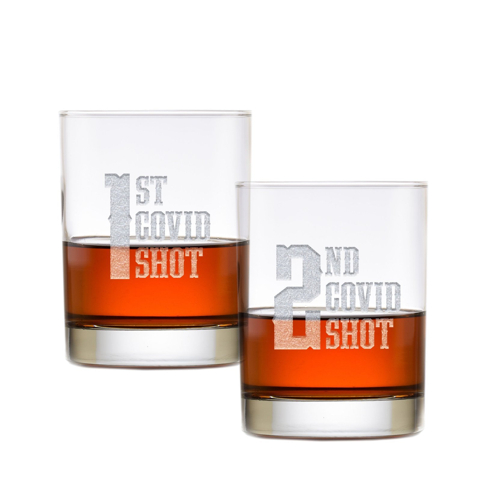 1st Covid Shot, 2nd Covid Shot, Whiskey Rocks Glass Set - Image 6