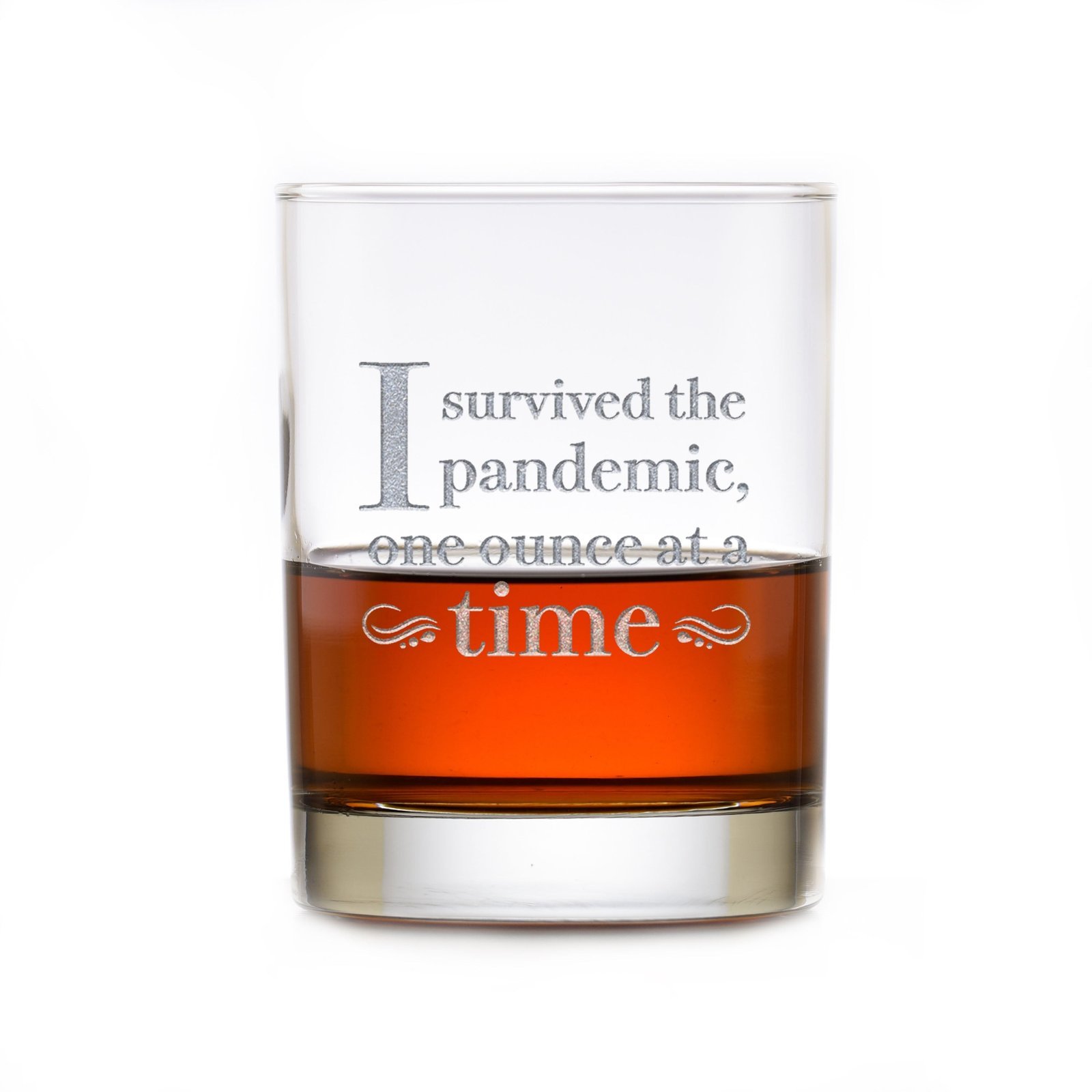"I Survived The Pandemic One Ounce at a Time" Whiskey Rocks, DOF Glass - Image 2