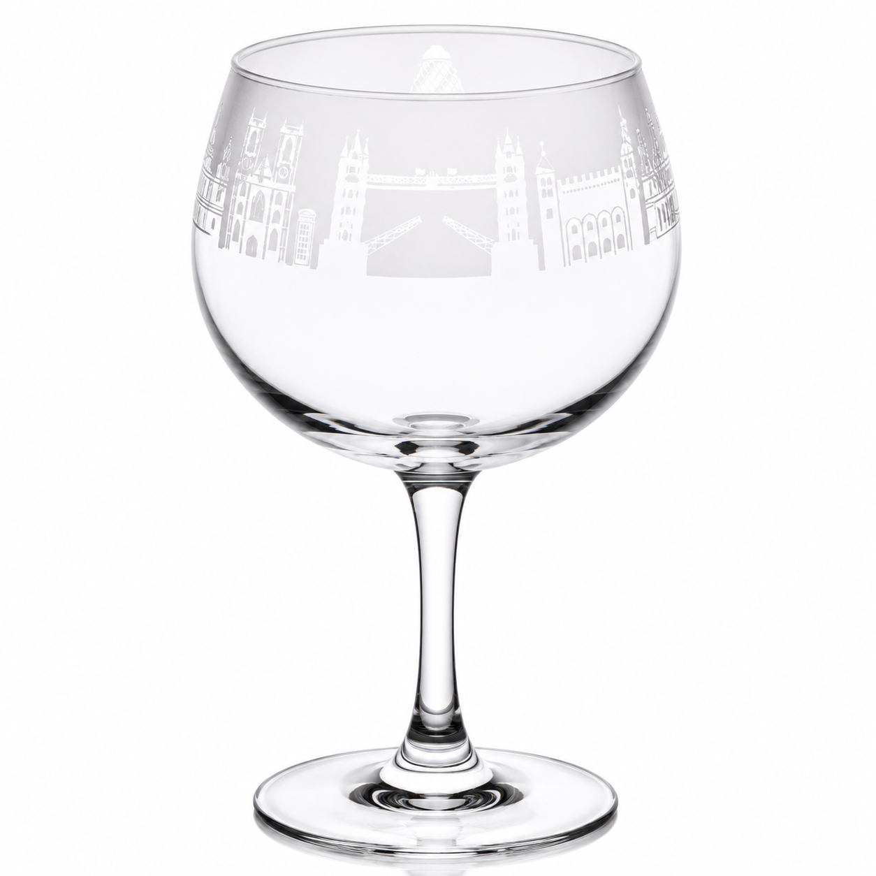 London Landmark Stemmed Glass – Etched City Skyline Design