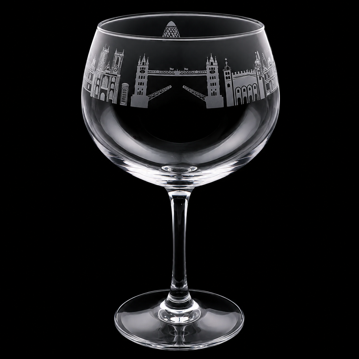 London Landmark Stemmed Glass – Etched City Skyline Design - Image 2